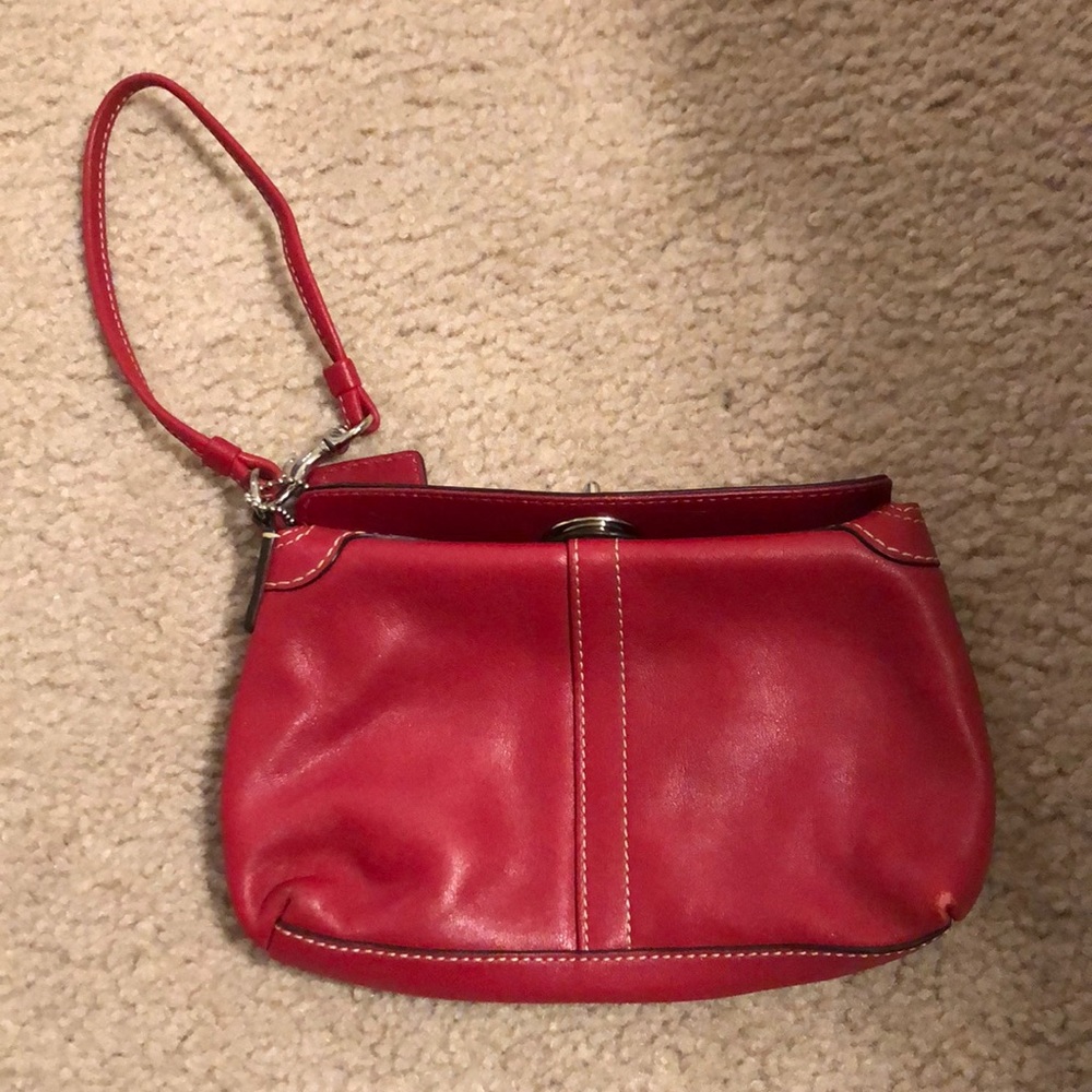 Coach Red Leather Wristlet